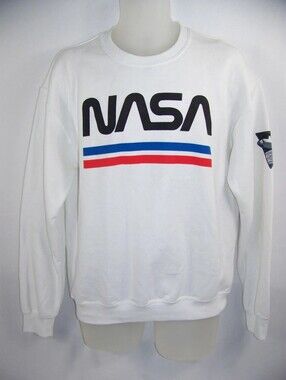 NASA Vintage Sweatshirt Space Shuttle White Shirt Mens Medium